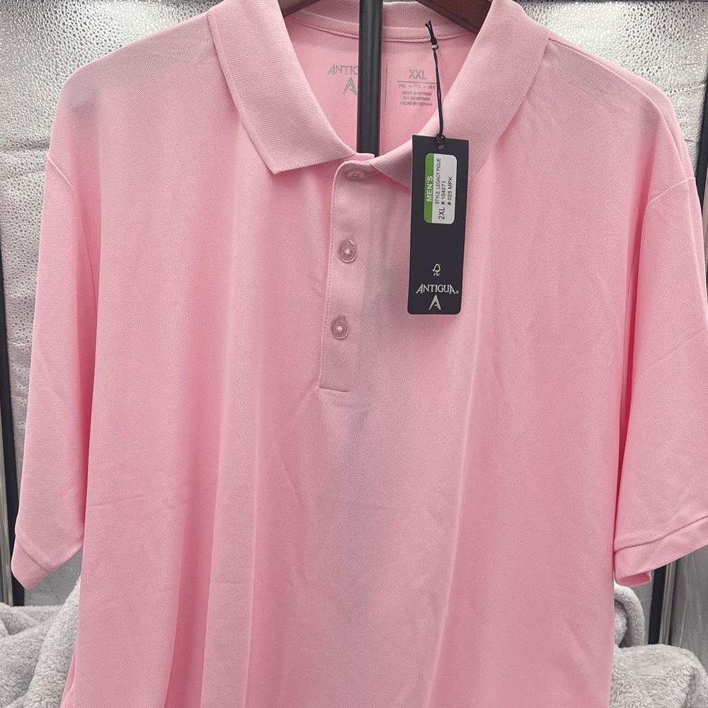 Antigua Men's Light Pink Polo Shirt